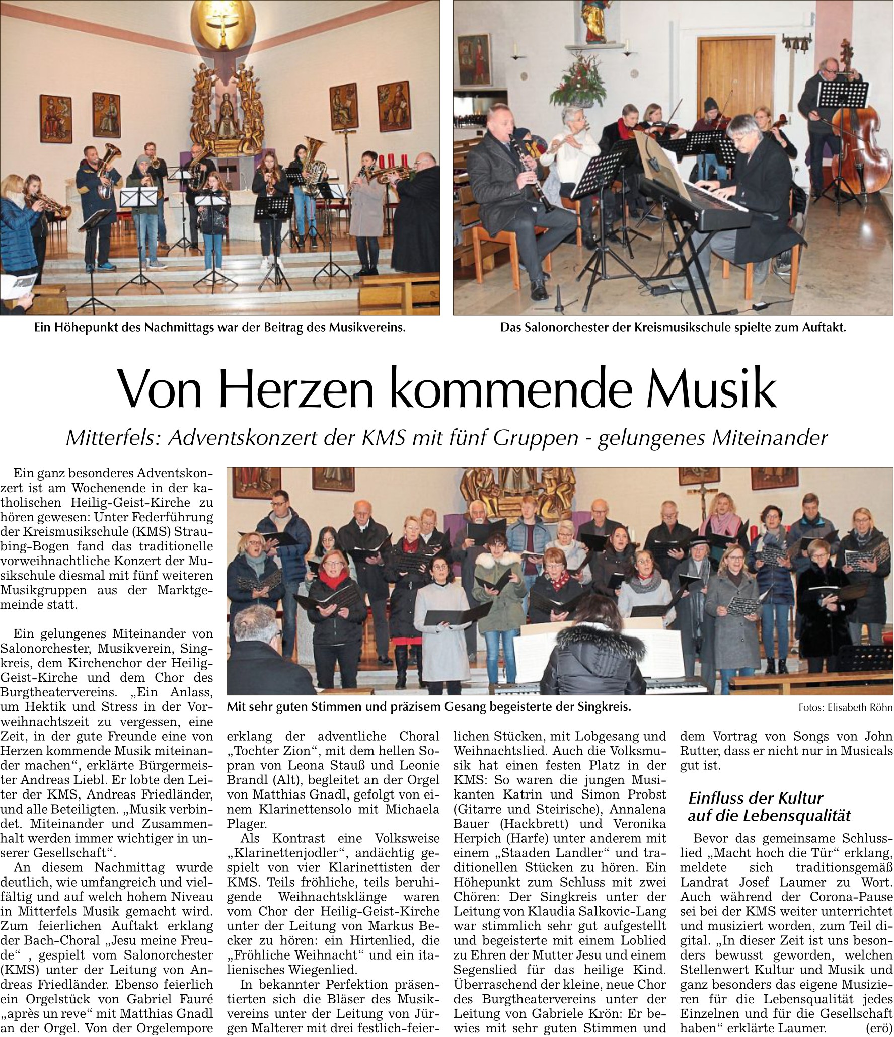 Adventskonzert 2022 der Kreismusikschule Straubing-Bogen