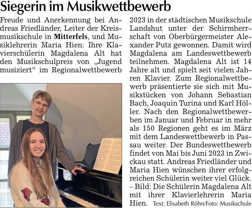 Siegerin im Musikwettbewerb