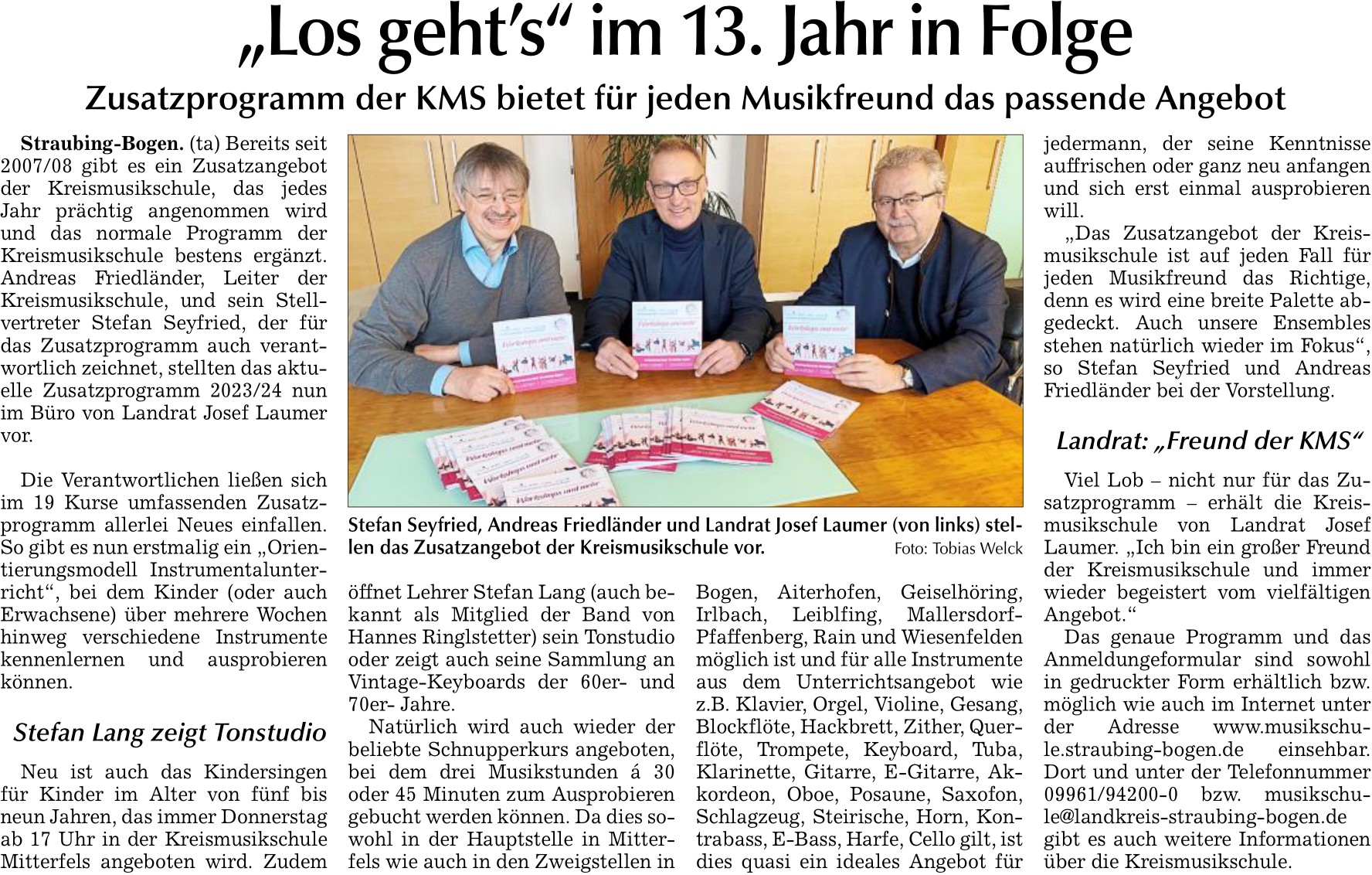 Bild zu „Los geht’s“ im 13. Jahr in Folge, Bogener Zeitung vom 18.1.2024