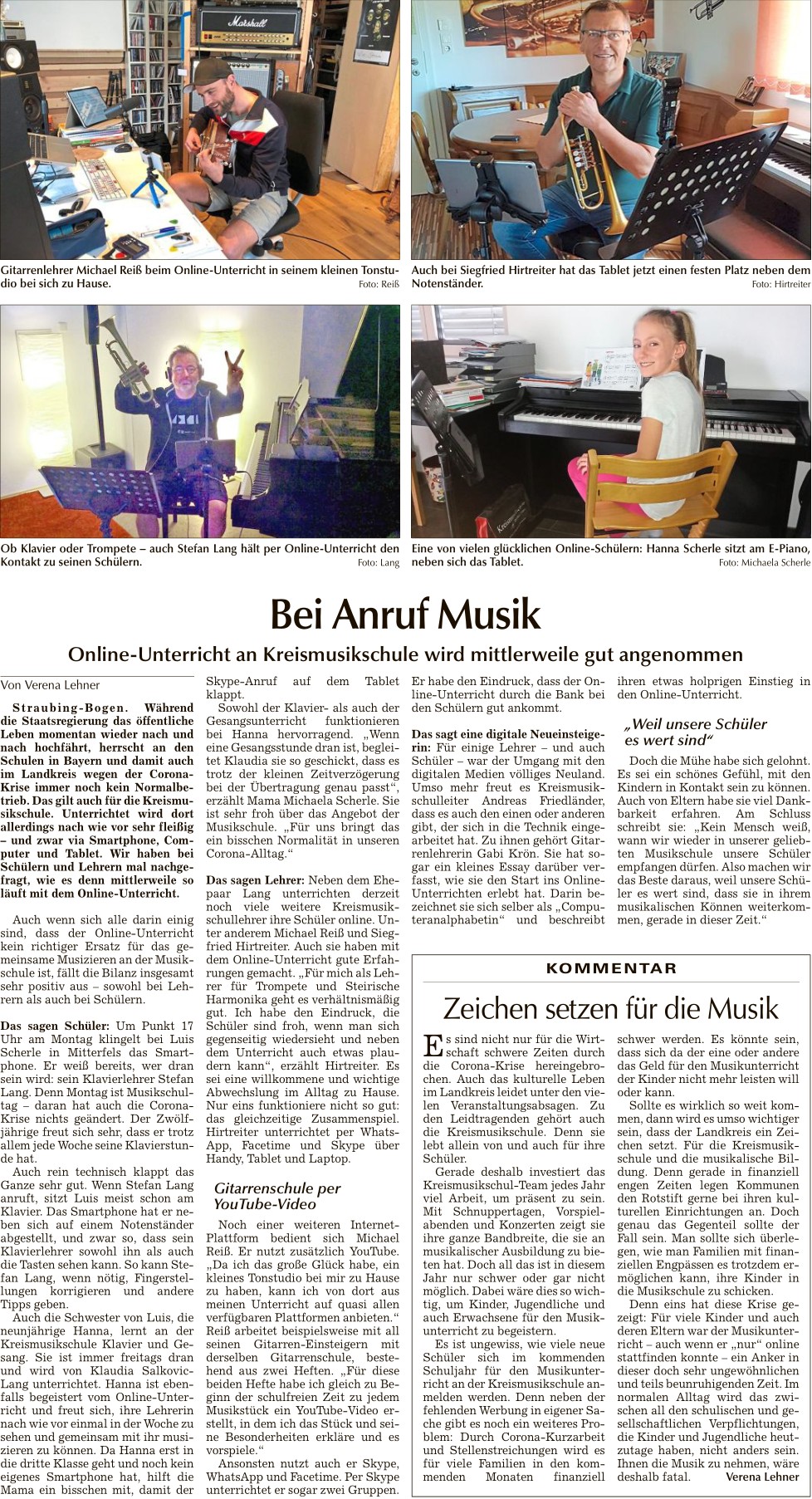 Bei Anruf Musik, Bogener Zeitung 11.5.2020